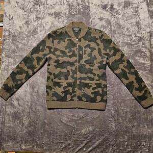 Pendleton Lasies S Boiled Wool Bomber Jacket Zip Fron Camouflage Sweater